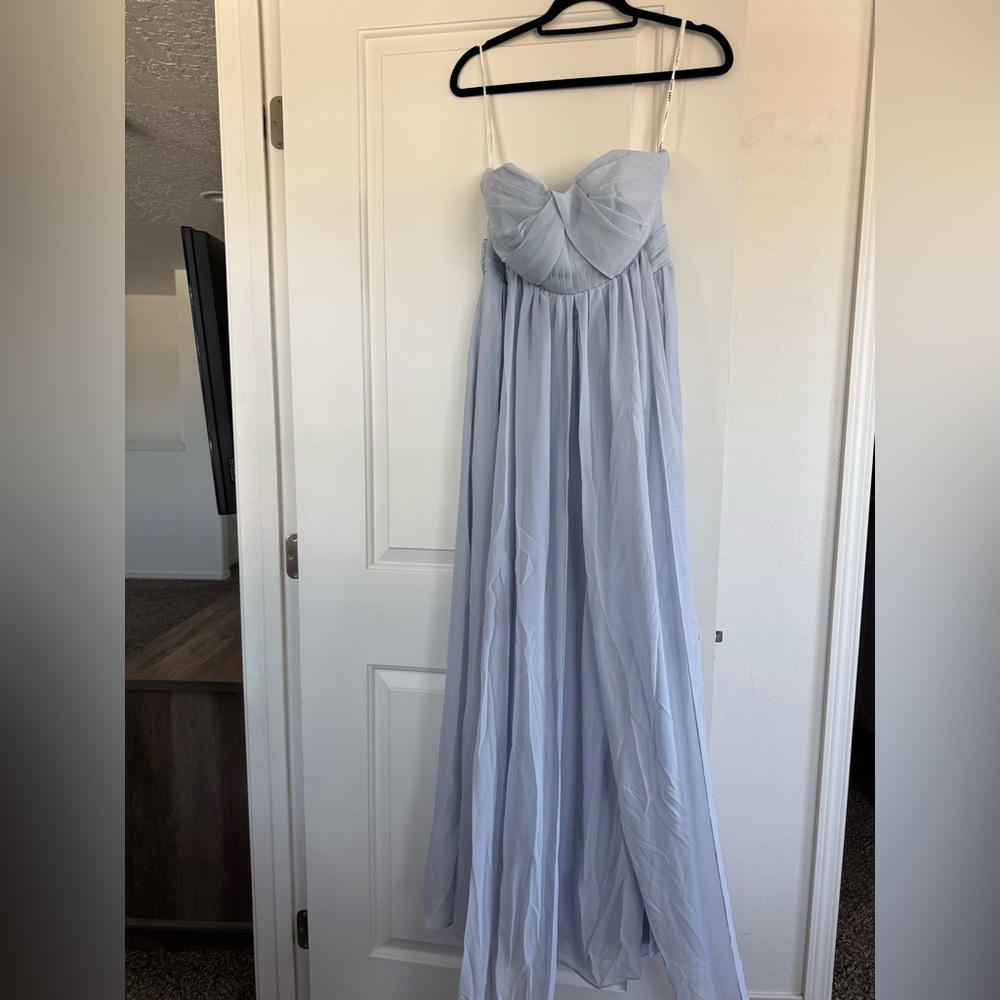 Birdy Grey - Ice Blue Chiffon Convertible Bridesmaid dress “Grace” with slit